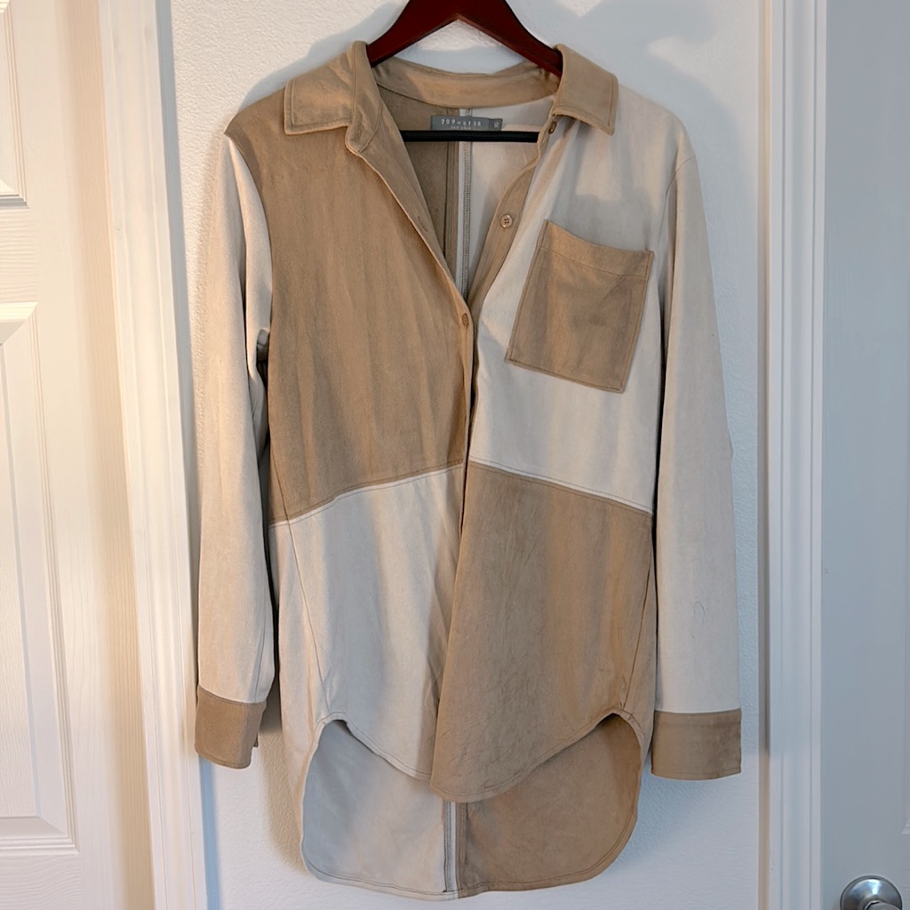 Suede Button Down Blouse